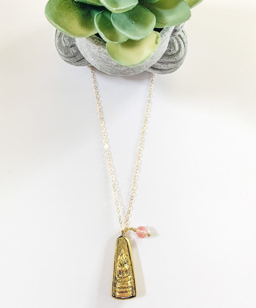 Gold Buddha Gem Necklace | necklace | www.newwavesupplyco.com
