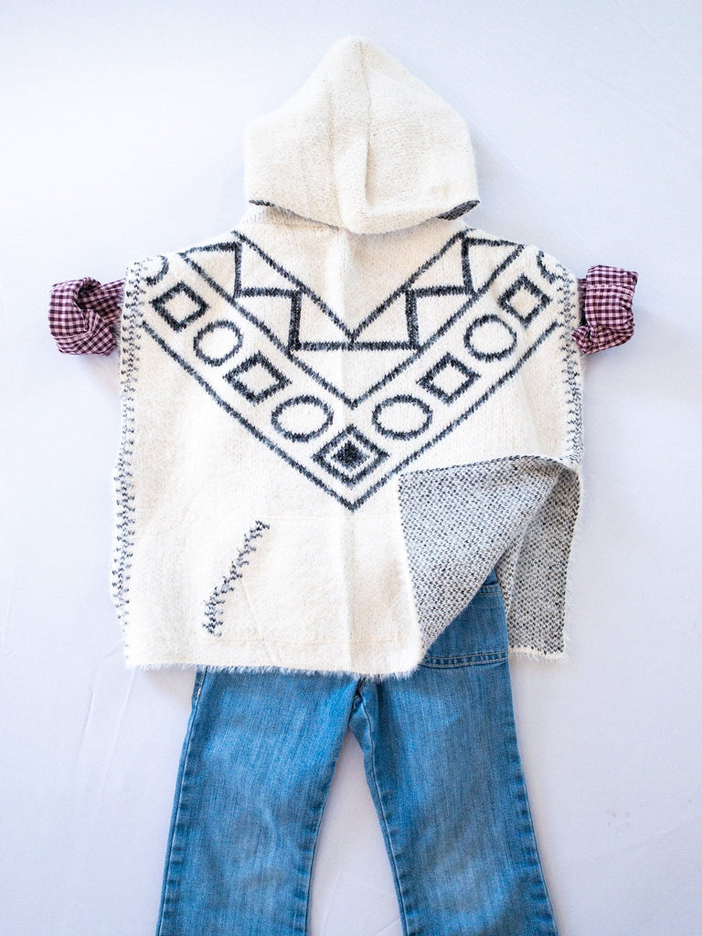 Ivory Hooded Poncho | Kids | www.newwavesupplyco.com