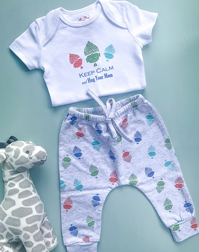 Organic Baby Buddha Bundle | onesie + harem pants | www.newwavesupplyco.com
