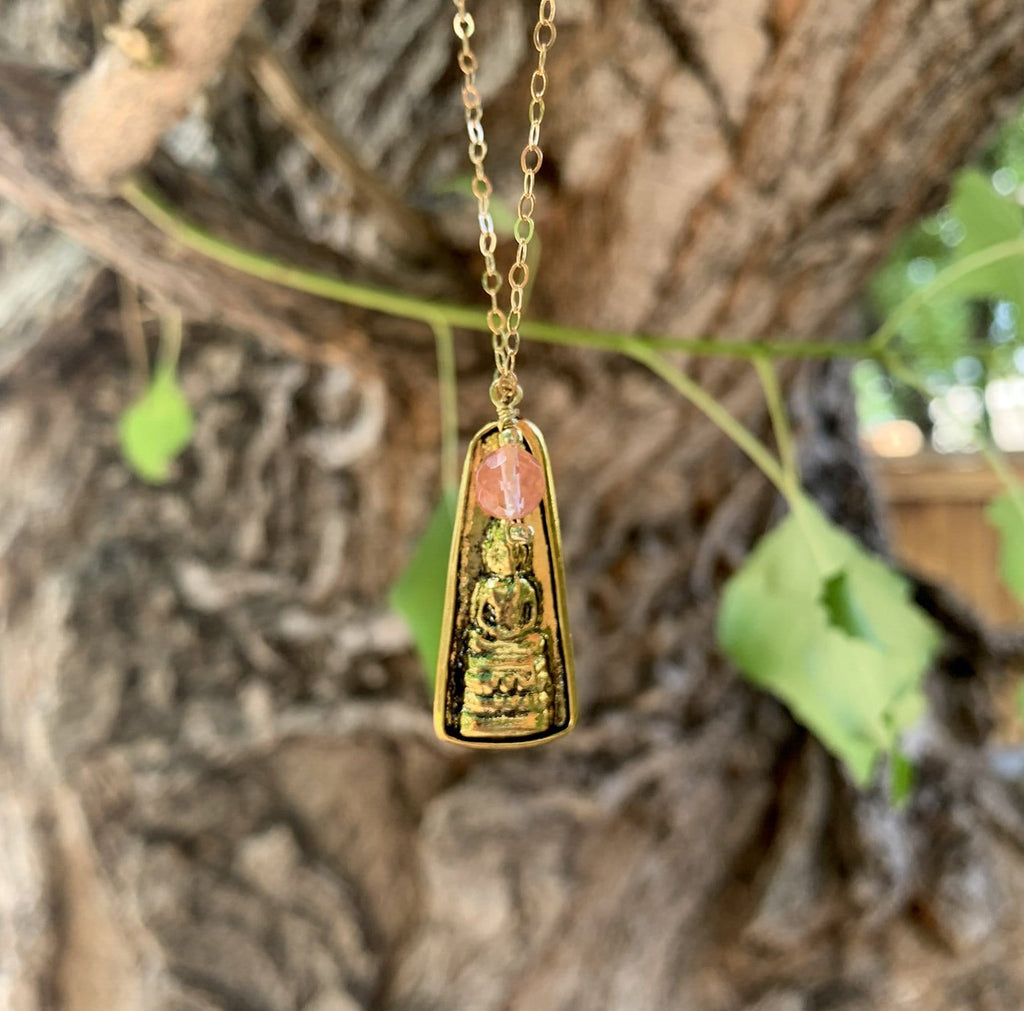 Gold Buddha Gem Necklace | necklace | www.newwavesupplyco.com