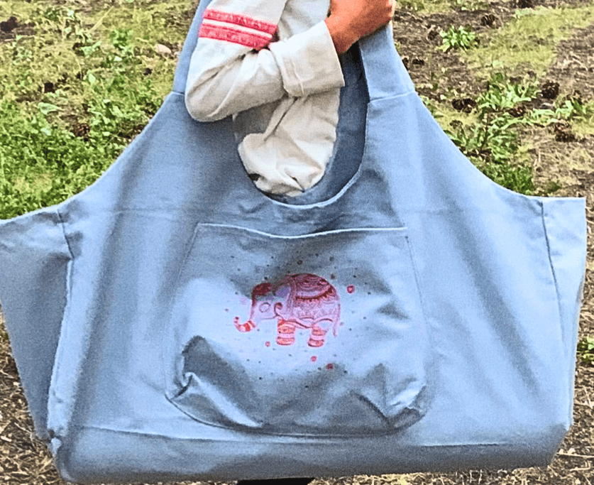 Indian Lotus Elephant Yoga Bag in Grey