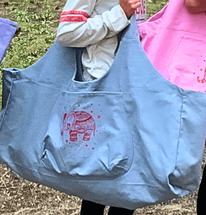 Indian Lotus Elephant Yoga Bag in Grey