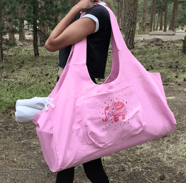 Indian Lotus Elephant Yoga Bag in Pink