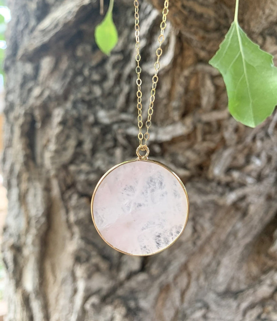 Natural Gemstone Gold Wafer Pendant Necklace | necklace | www.newwavesupplyco.com