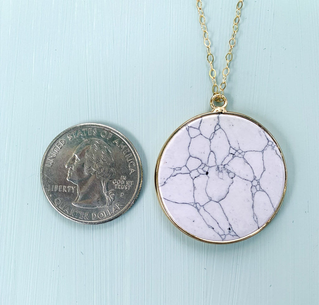 Natural Gemstone Gold Wafer Pendant Necklace | necklace | www.newwavesupplyco.com