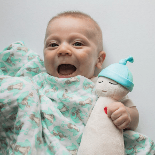 Yoga Dog Swaddle & Matching Doll Set in Green | swaddle + baby doll | www.newwavesupplyco.com